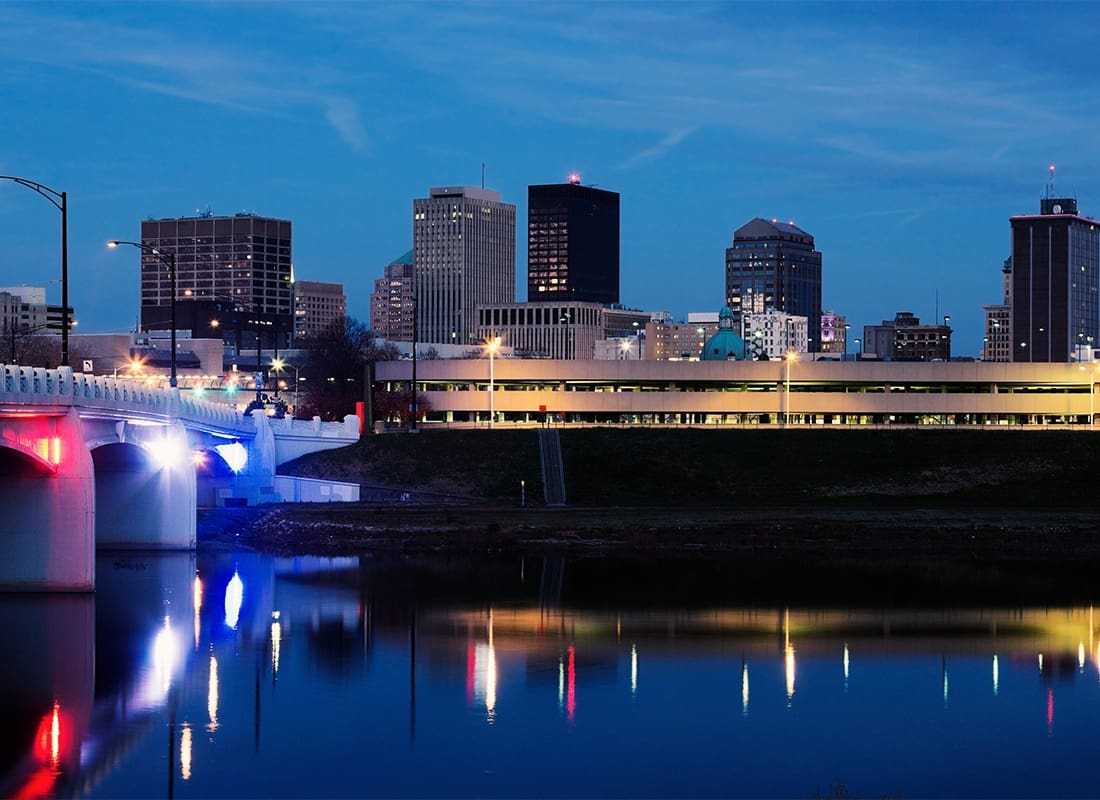 Dayton, OH - Beautiful View of Skyline of Dayton at Night
